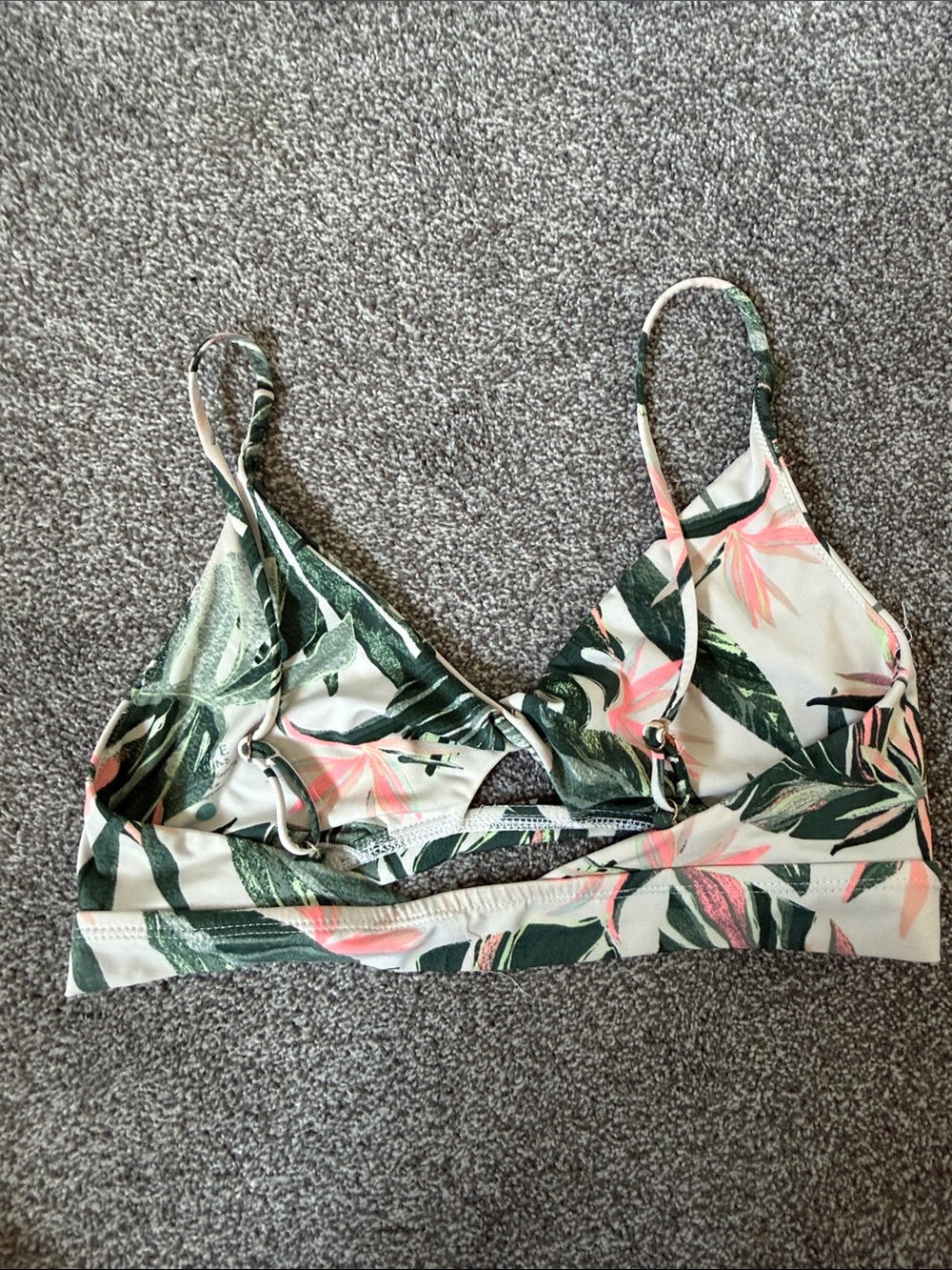 Carve Designs Tropical Leaf Print Bikini Top in Green and Pink - Picture 3 of 3